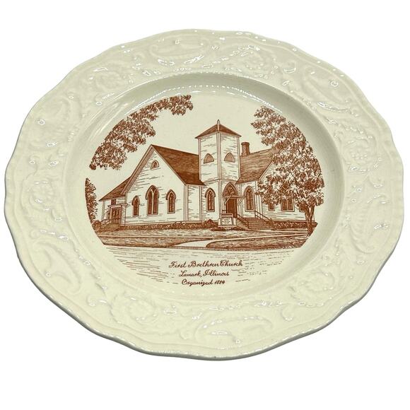Vintage First Brethren Church Lanark Illinois IL Church Plate Round 10 inch - Picture 1 of 6